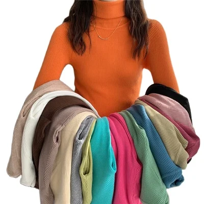 12 Color Turtleneck Knit Top Women Slim Sweater