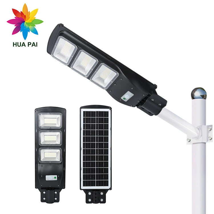HUAPAI Waterproof Ip65 Integrated Outdoor ABS 30w 60w 90w 120w All In One Solar LED Street Lamp