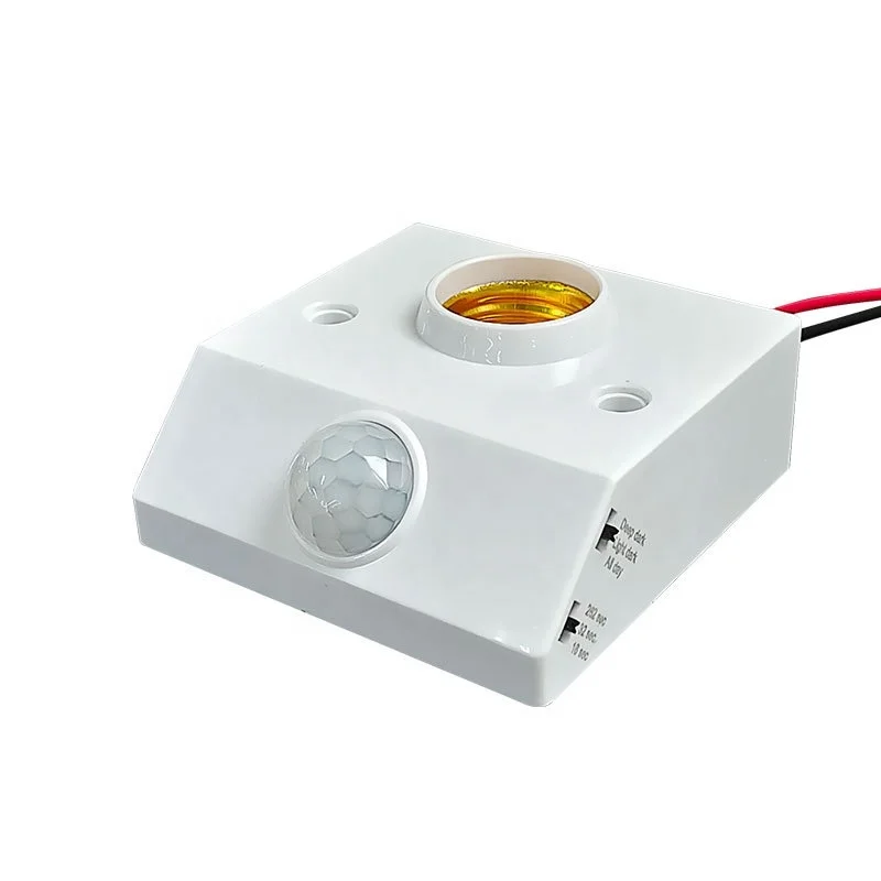PIR motion sensor light socket E26 E27 lamp holder adjustable automatic on/off for nighttime basement lighting control