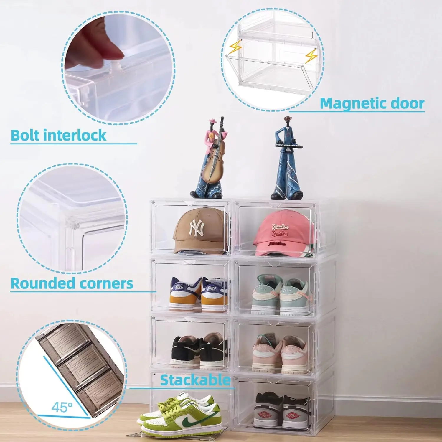 foldable shoe storage box  shoe box storage acrylic us warehouse