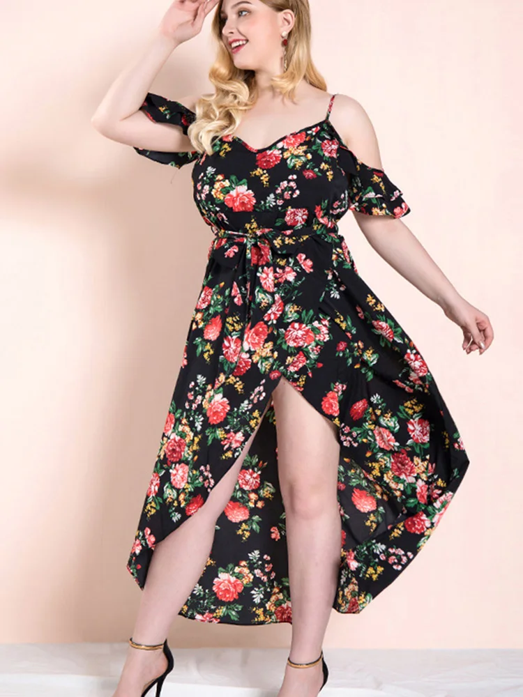 Женское шифоновое платье-макси с цифровой печатью и длинным рукавом