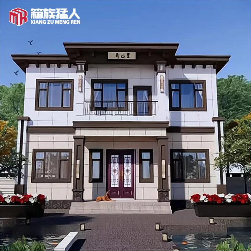 Furnished steel frame structure prefabricated luxury villa two storey prefab house light steel house with 5 bedroom