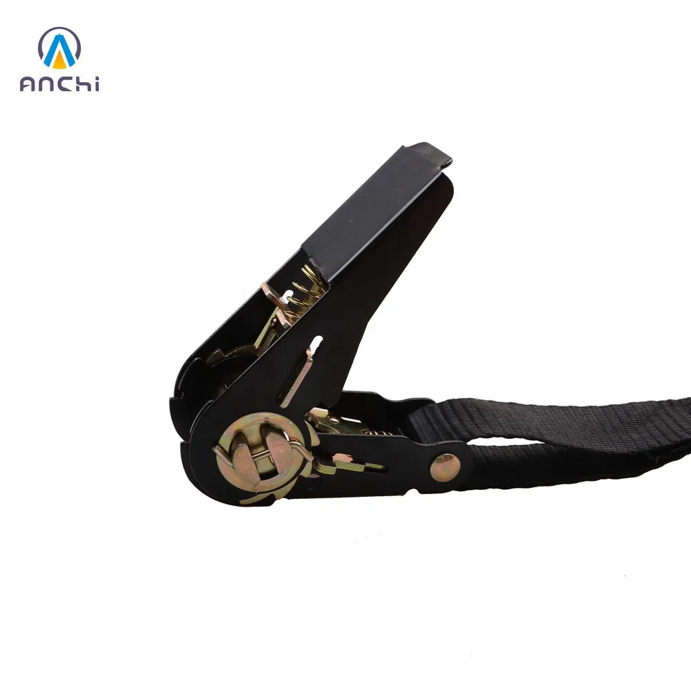 Black 1inch 25mm 3m car tie down straps ratchet 680kgs without hooks