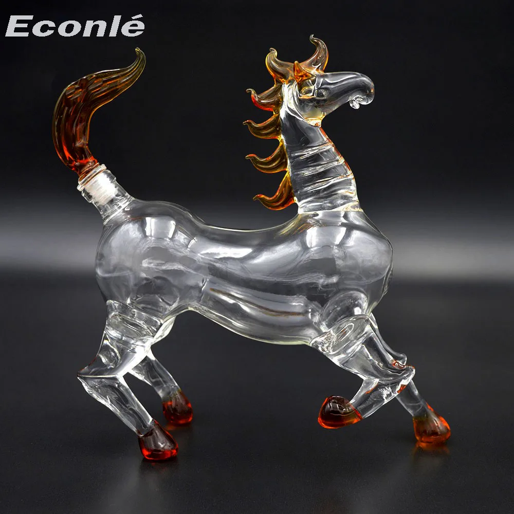 Best-selling Custom 500 ml Handmade Glass tiger Horse Dragon Shape Bottle Animal Liquor for the Wine spirits liquor