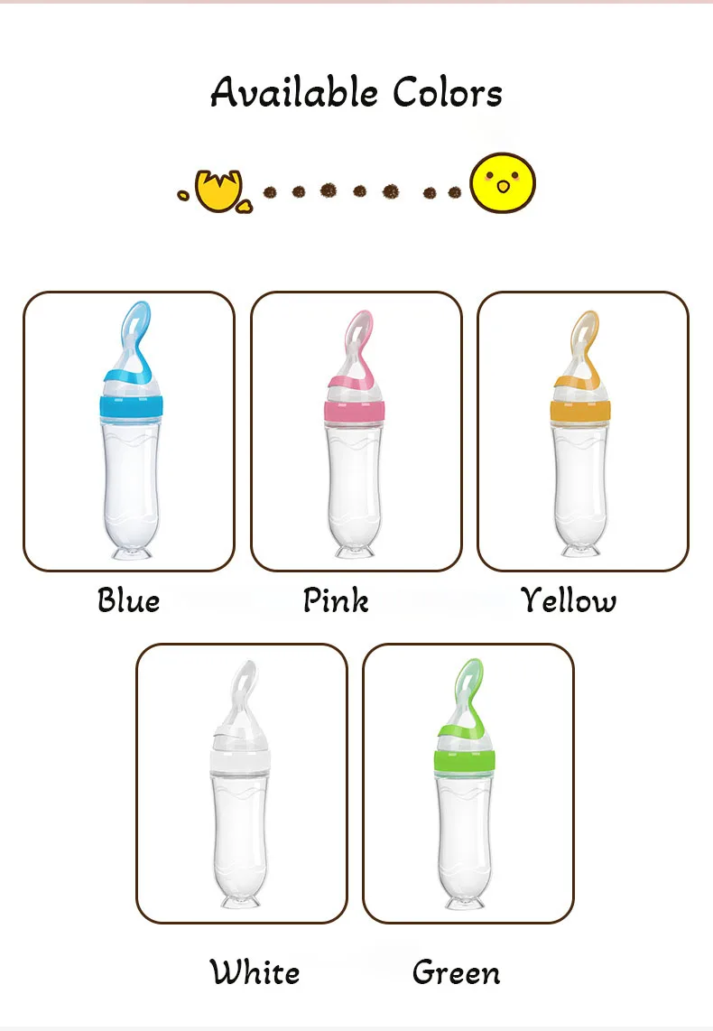 Silicone Baby Food Dispensing Spoon Baby Food Feeder Squeeze Feeding Spoons, Silicone Baby Feeding Supplies