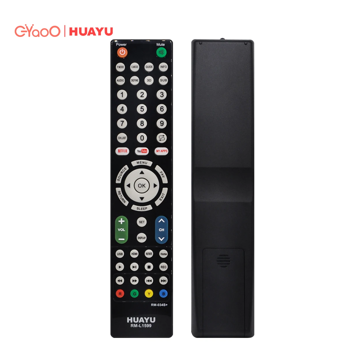HUAYU RM-L1599 RM-034S+ LED LCD Netflix Smart Wireless Functions Button Universal TV Remote Control