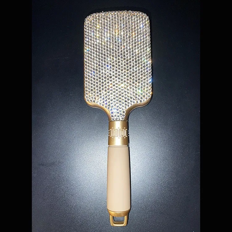 Air Cuision Brush Luxury Diamonds Scalp  Massage Detangling Hair Brush With Clip Customize Your Logo