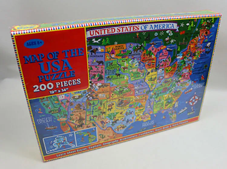 
Educational Kid World and USA Map 200 Pieces Paper Jigsaw Puzzle Game Toys 