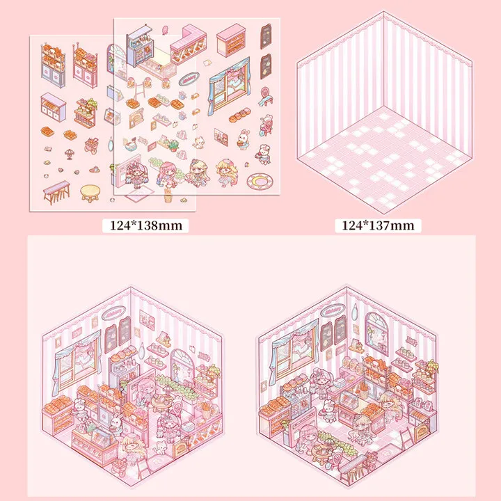 JHM Miniature Cut Scenes from Landscape Scenes Collage Sticker Book Make Your Own Flower Room Library for Kids Adults