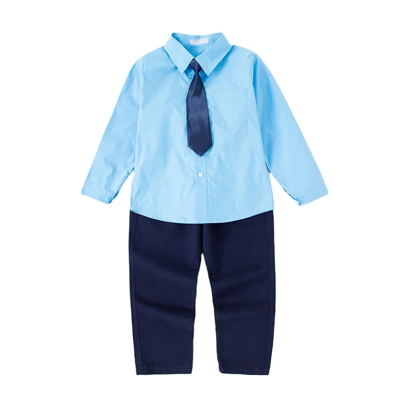 
100% Cotton Unisex School Uniform Shirt New Design Secondary School Uniform Blue Shirts 