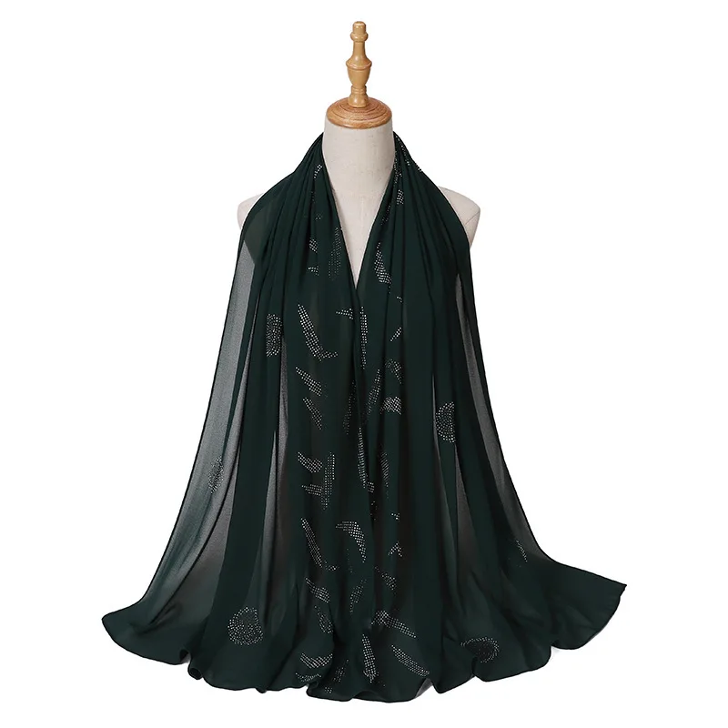 Wholesale Rhinestone Bubble Chiffon Muslim Hijab With Diamond Women Head Wraps Shawls Scarf