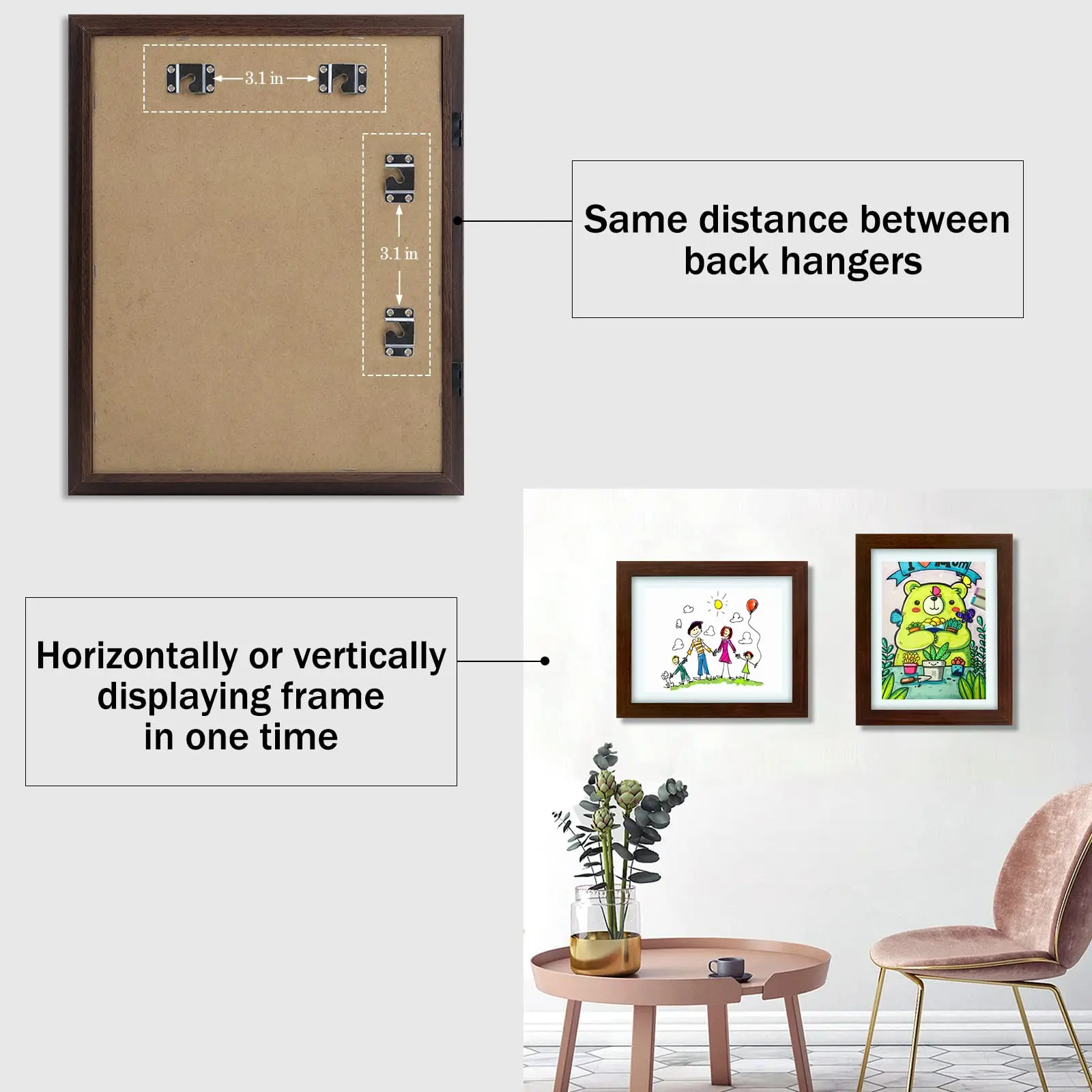 Hot Sale White Magnetic wood White Kids Artwork Picture Frame 6*8INCH Pine Children Drawing Frame Handicraft Kids Art Frames