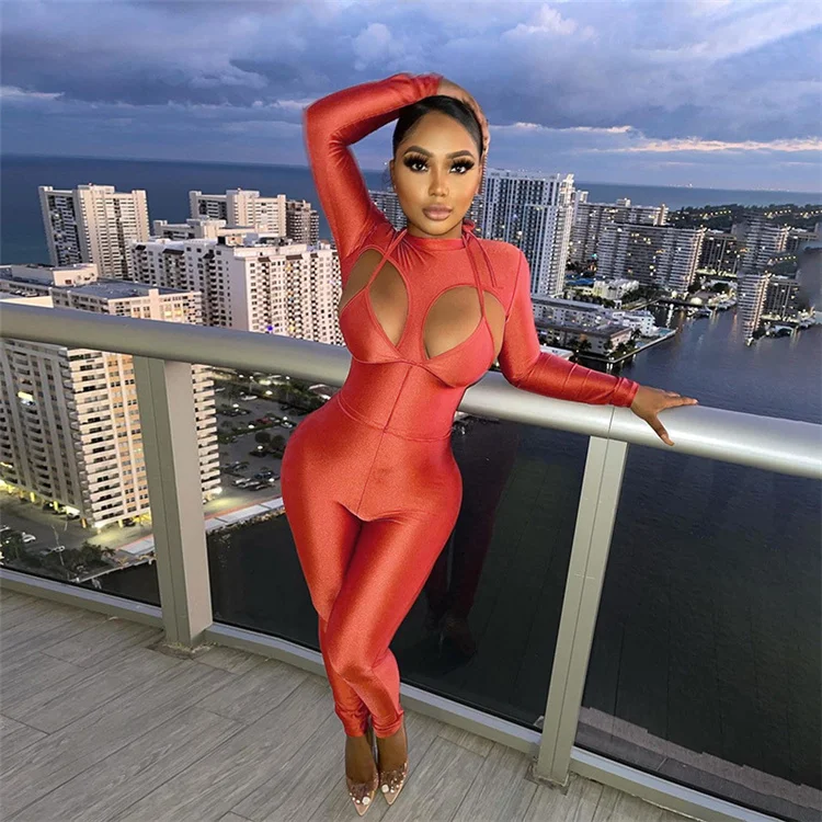 
Wholesale latest design update adult onesie bandage Jumpsuits women 2021 