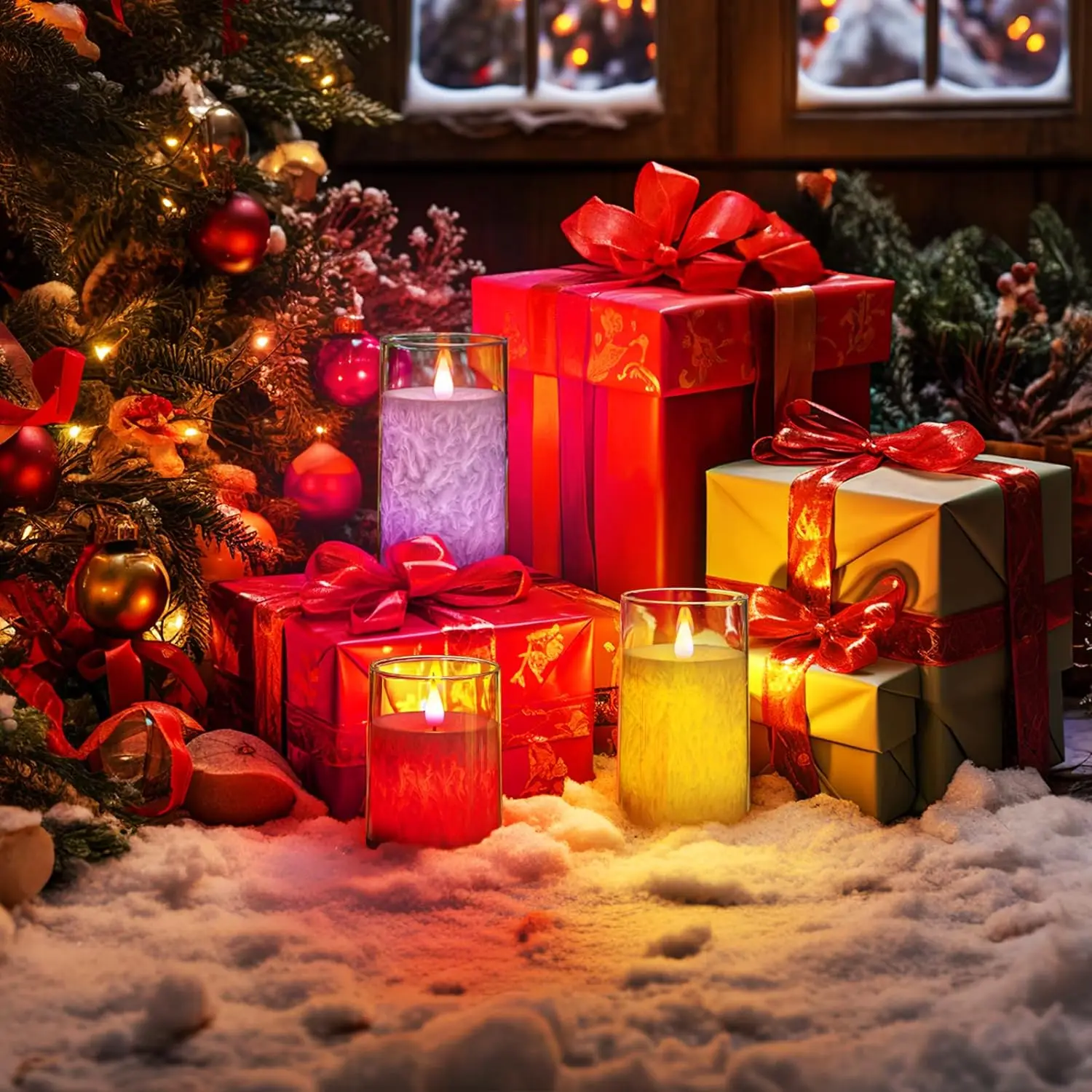 Color Changing Flameless wax Battery Operated Candles light set Pillar Acrylic Electronic led candles with remote control