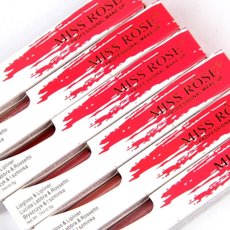 
Ready To Ship New Arrival Miss Rose High Pigment 2 IN 1 Lip Liner +Lip Gloss 