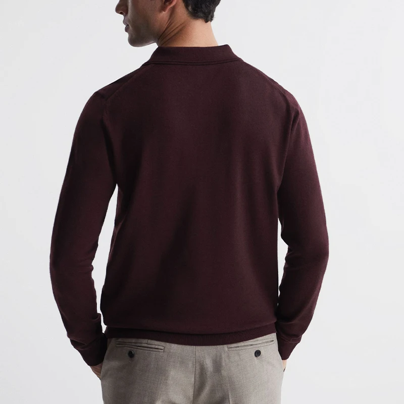 Merino wool clothing manufacturers thermal underwear long sleeve button neckline polo knitted jumper sweater shirt