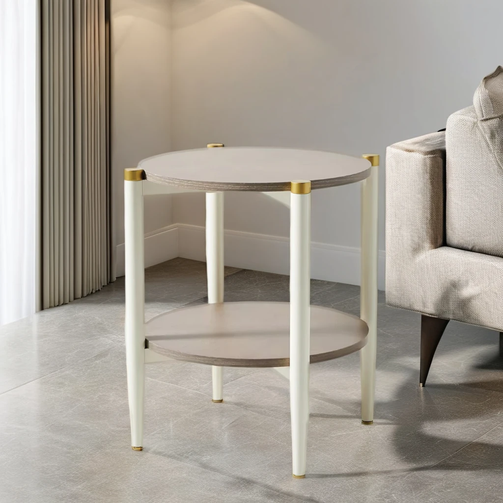 Contemporary Design Furniture Modern Nordic Metal Living Bed Room Sofa Round 2-Tier Side Tables Wholesale