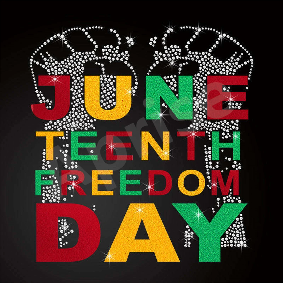 Вывеска-День Свободы Черное Хозяие со стразами переводит железо на камни дизайн для футболок