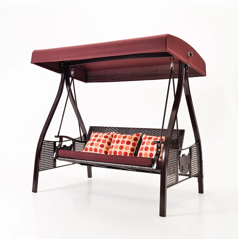 Outdoor furniture swing chair balcony for garden patio rattan wicker swing chair kids kid set playground  iron frame cushions