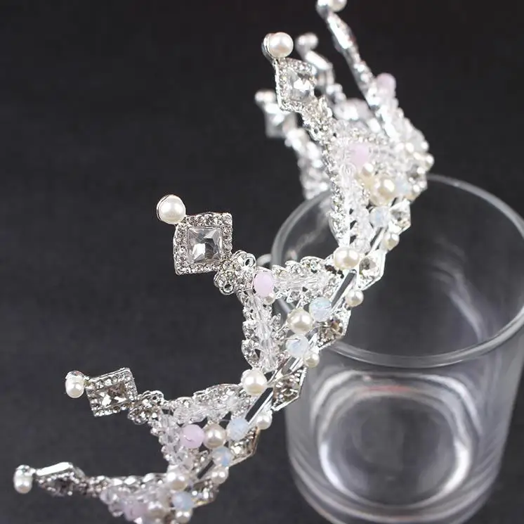 New High Quality Luxury Crystal Rhinestone Headdress Bridal Hair Accessories Brida Alloy Pearl Princess Tiaras and Crowns