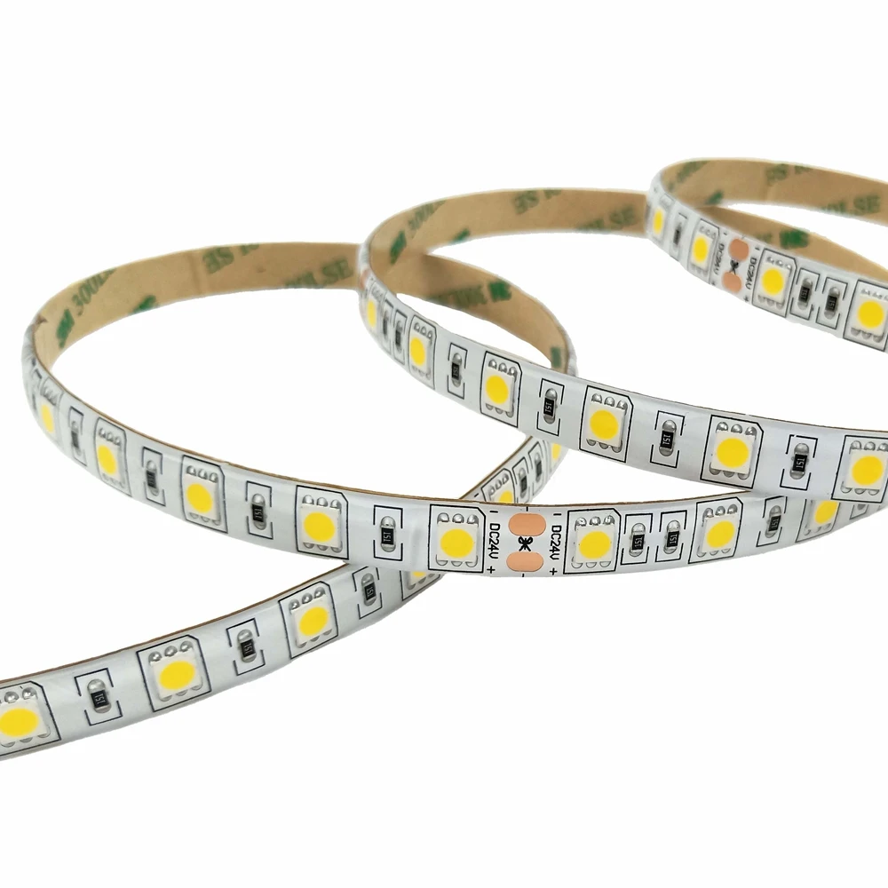 5050 led strip light aluminum profile ceiling 60led 3/4/6000k motorcycle led strip 12w 10mm double row led strip