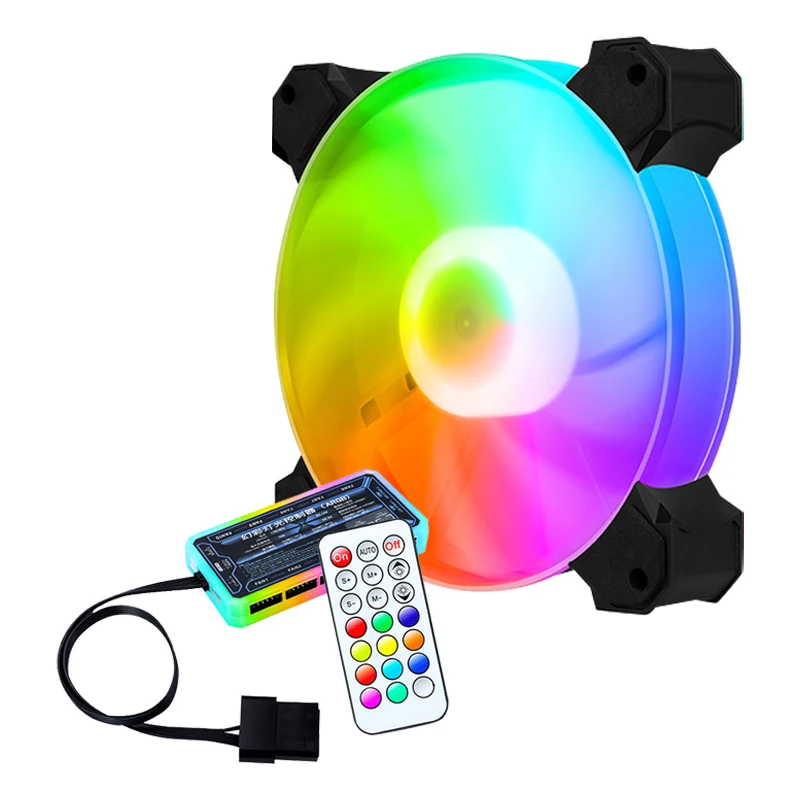RGB-Lufter 120mm Molex 4 pin DC12 120*120*25 Cooling Fan Fernbedienung Einstellbar Geschwindigkeit PC-Gehause Computer Case Fan