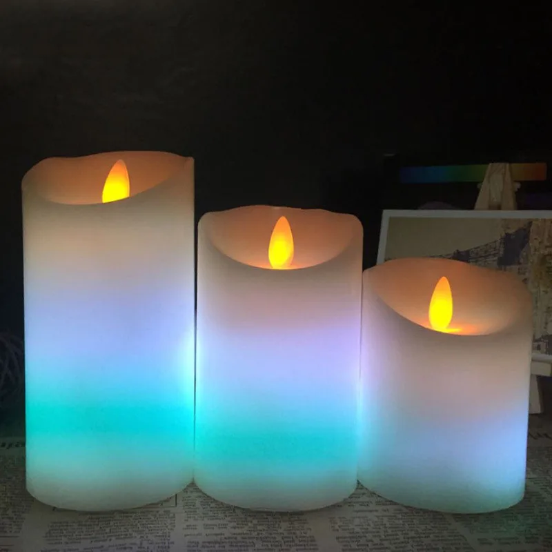  Светодиодная восковая свеча RGB с пультом дистанционного управления размер 7 5*10 см красочная для украшения дома вечеринки Рождества паба