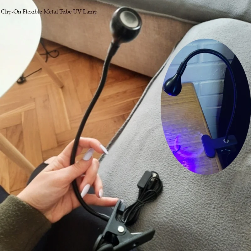 Led Ultraviolet Lights Clip-On Flexible Metal Tube UV Lamp USB Mini UV Gel Curing Light Desk Dryer UV Led Lamp Nails