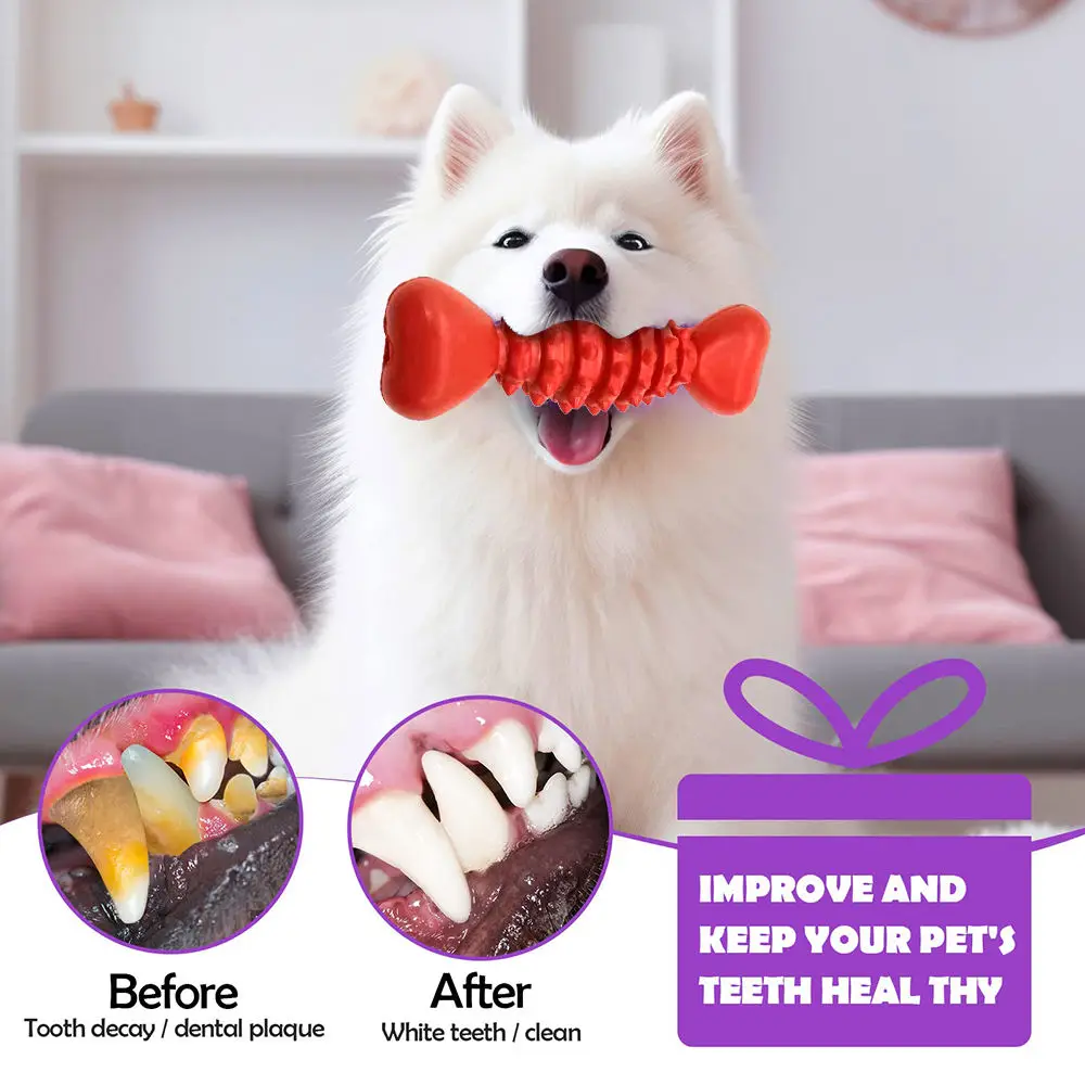 Juguetes Para Perros Экологически чистая игрушка из натурального каучука для собак красная прочная Экипировка чистки зубов резиновая косточка