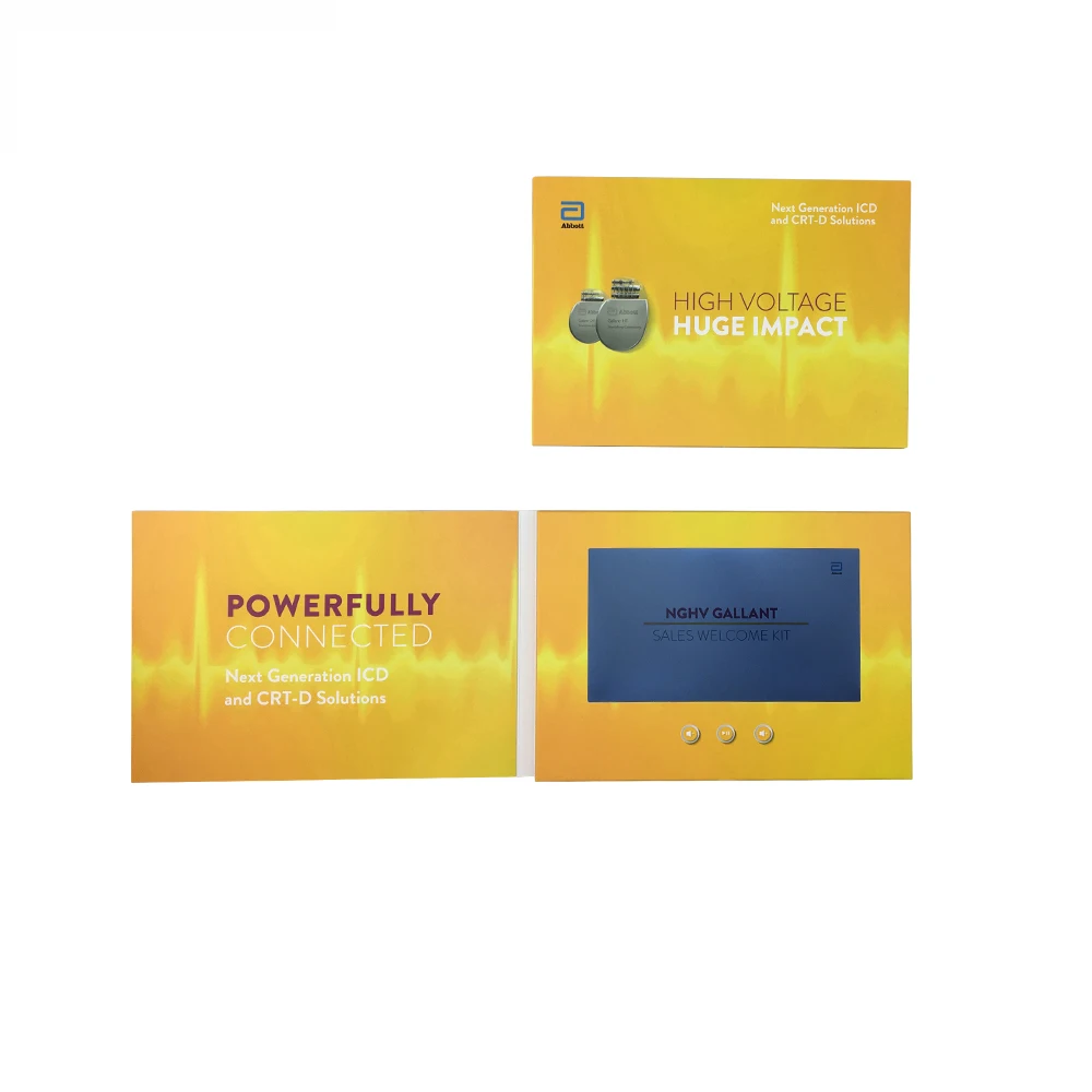Attractive and Popular 7 inch  video card A5 lcd screen display card gifts digital video paper card with custom design