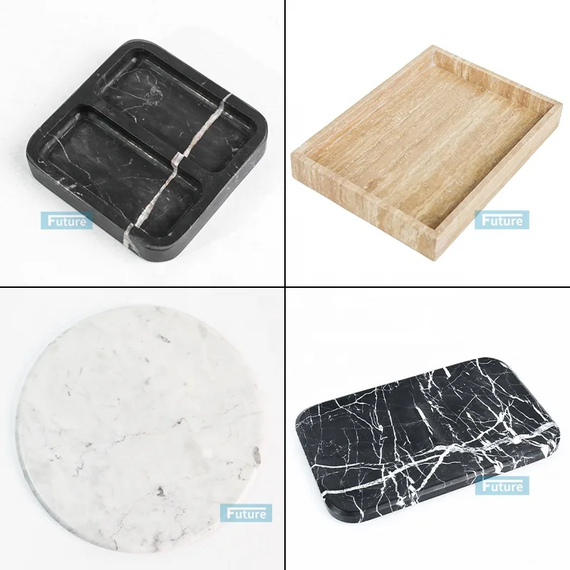 Luxury Marble Vanity Tray Custom Size Emerald Green Rectangular Long Marble Trays Marbl Tray For Bathroom Jewelry Display Fruit