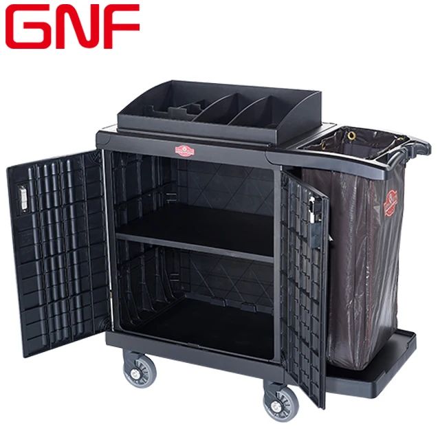 GNF hotel plastic housekeeping service cleaning trolley cart multifunctional Utility Servicing maid trolley cart
