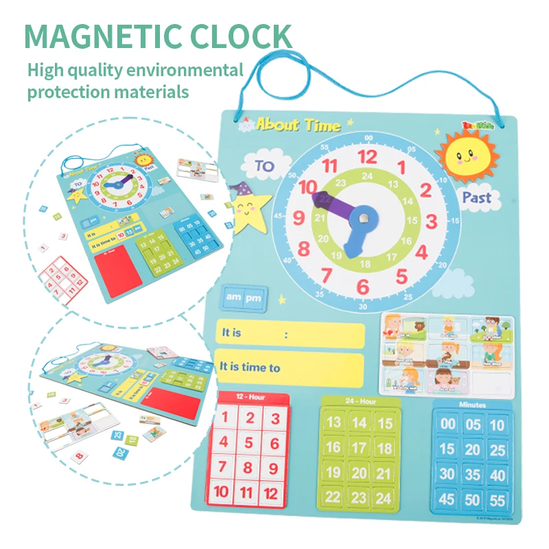 Montessori Baby Weather Season Cognitive Drawing Board Early Education Kids Magnetic Calendar Clock Learning Book Toys for Baby