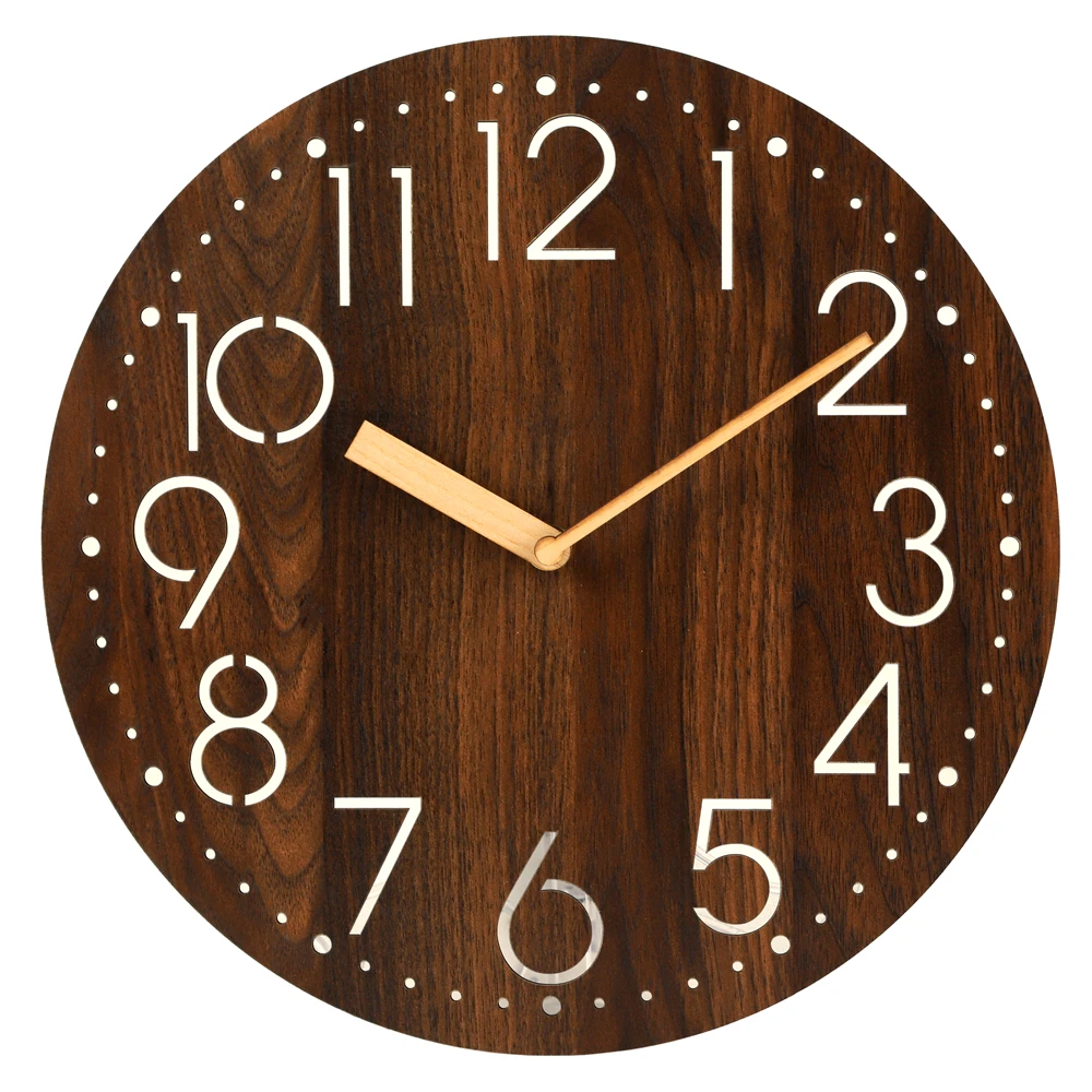 factory cheap round shape modern stylish design mdf wood wall clock for home decoration