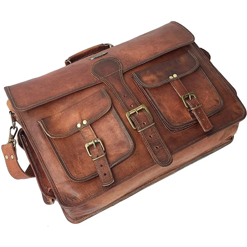 Leather Messenger Bag for Laptop Briefcase Best Computer Satchel School Distressed Bag
