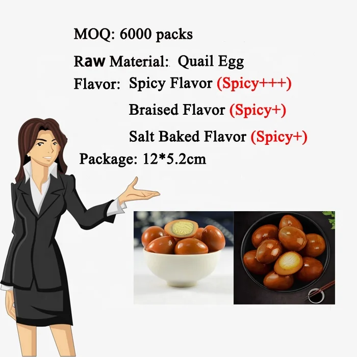 
Sale Spicy Salted baked flavors snacks for kids quail quail eggs 