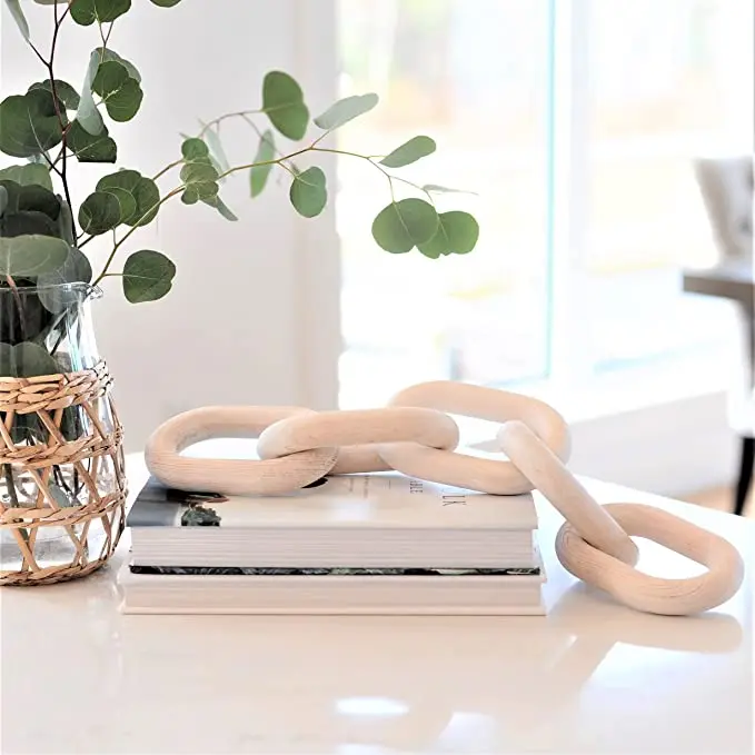 Кантри Стиль Джамбо сырой древесины ссылка узел полированная деревянная цепочка для украшения дома