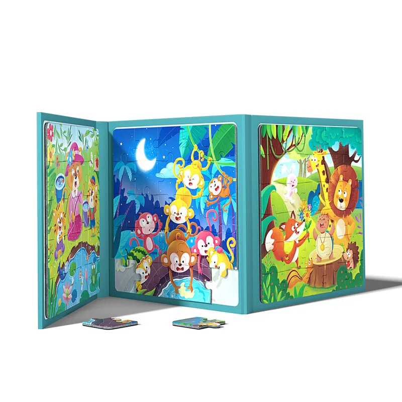 Montessori Children Paper Magnetic 3D Jigsaw Puzzle Book Game Other Educational Developing Activity Toys For Boys Girls