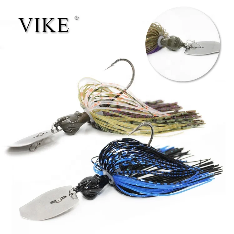 Silicone Skirt Spinnerbait Blades Saltwater Tungsten Jig Head Fishing Lure Jigging Spinner Rubber Jig Buzz Bait