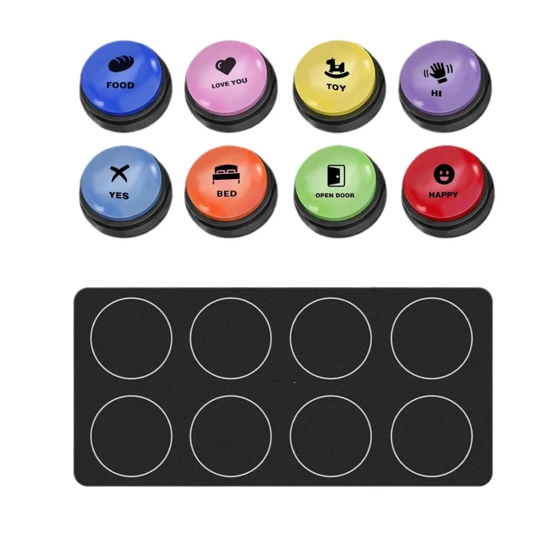 Kingtale Custom Pet Supplies 8 PCS Dog Buttons for Communication Dog Talking Button Set Box Plastic Accept Customized Logo T/T