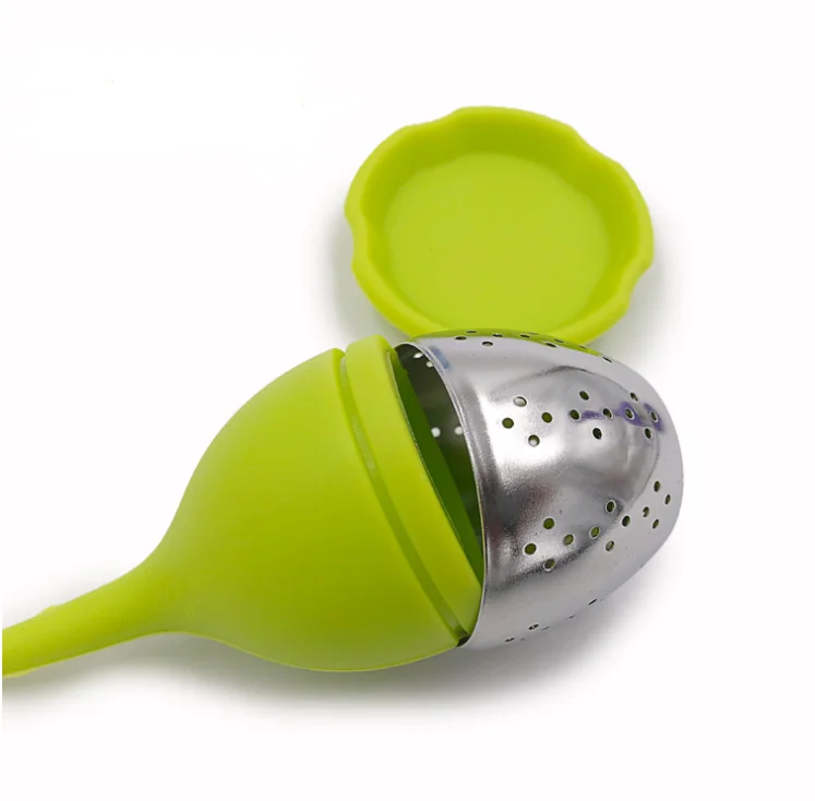 Leaf tea Infuser  Stainless Steel Fine Mesh Tea Filter with BPA-Free Silicone Leaf Handle and Drip Tray  Perfect Tea Straine