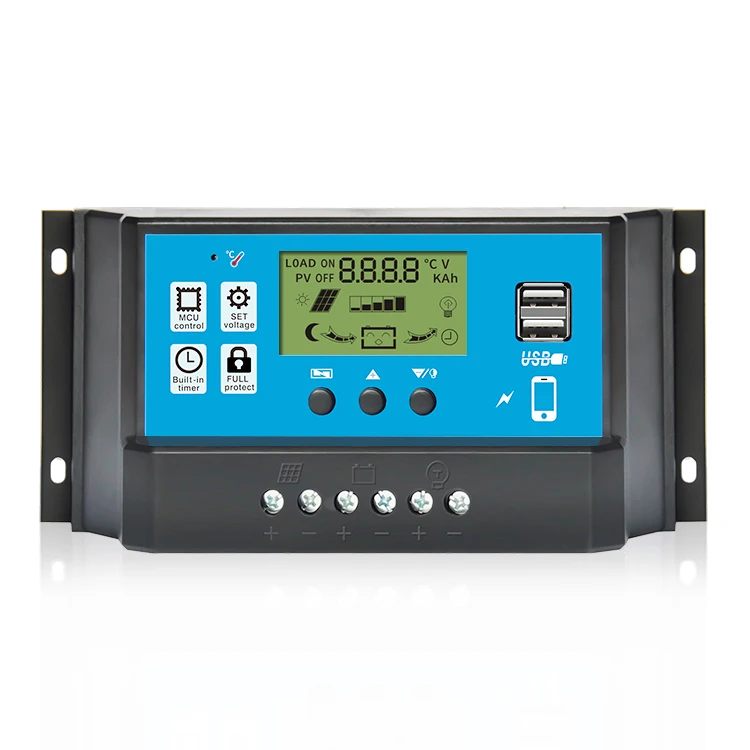 PWM 12V 24V Dual USB Solar Panel Charge Controller Regulator with LCD Display 10/20/30A