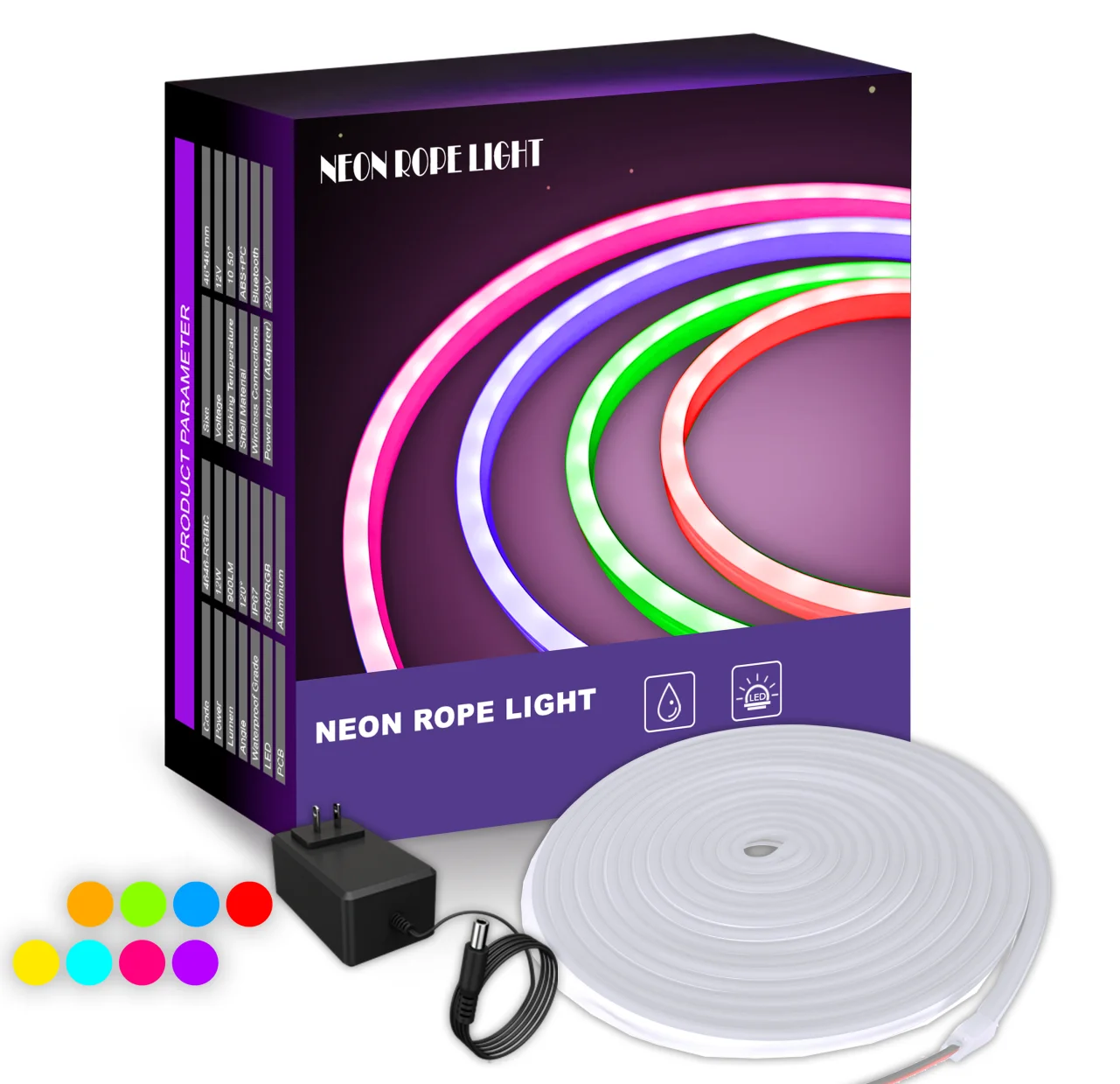 Factory Price RGB Glue Free Silicone Flexible Decoration Rope Lamp  ip65 12v  24watt LED Neon Light Strips