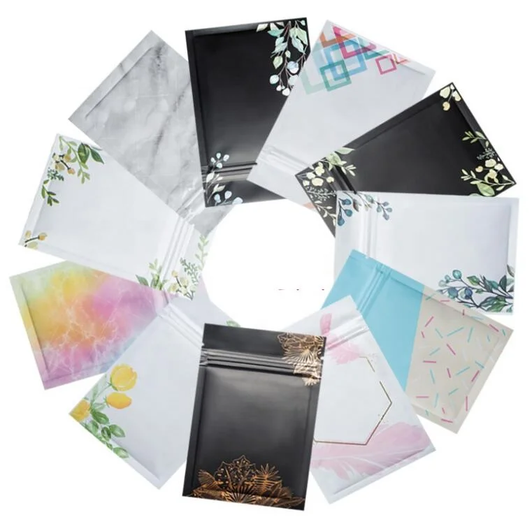 Printed aluminum foil snacks candy self-sealing bags frosted zip flat pouches gift packaging