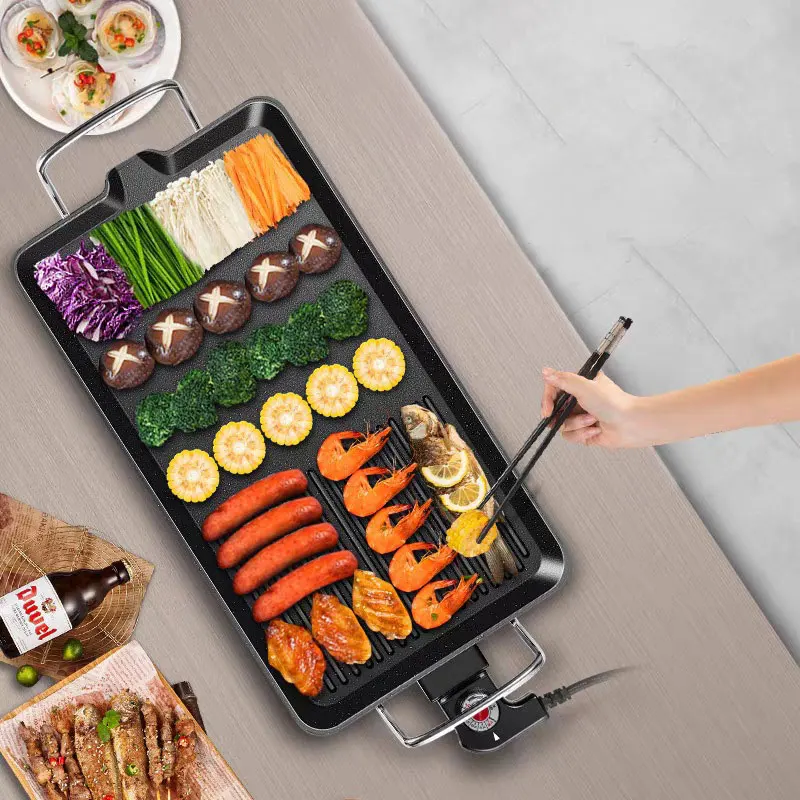 Easily Cleaned Non Stick Power Cord Korean Skewer Smokeless Indoor Table Barbecue Electric BBQ Grill