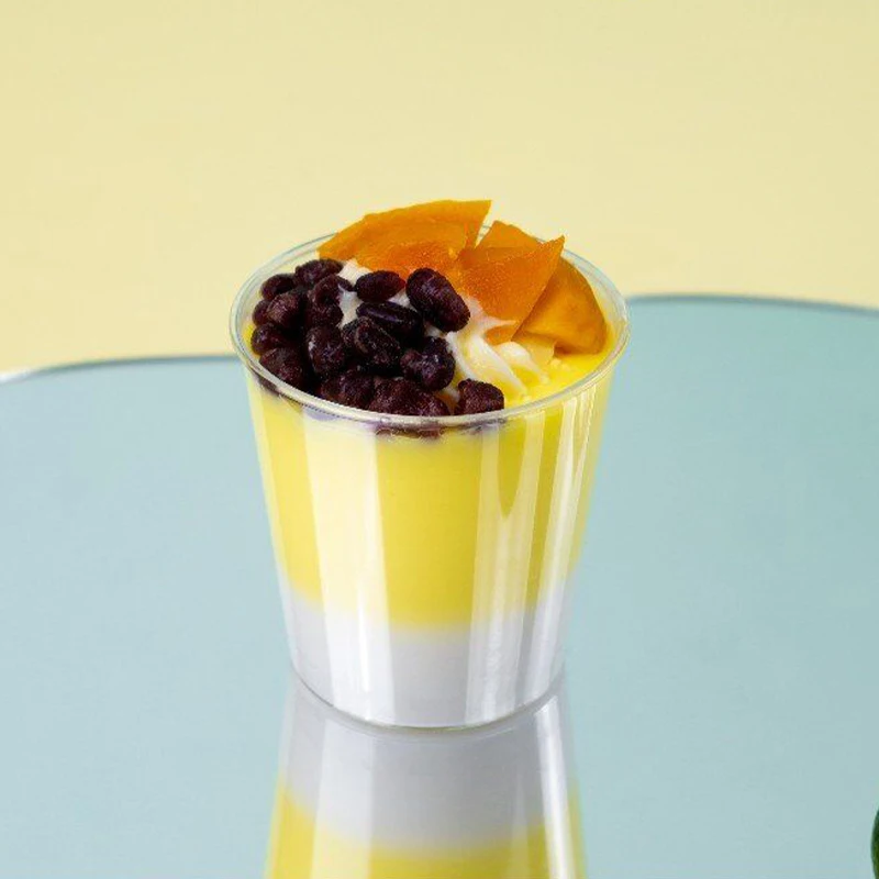 Wholesale Round Clear Plastic Dessert packaging Disposable Slim Yogurt Mousse  ice cream Pudding Small Tumbler Cups with Lid