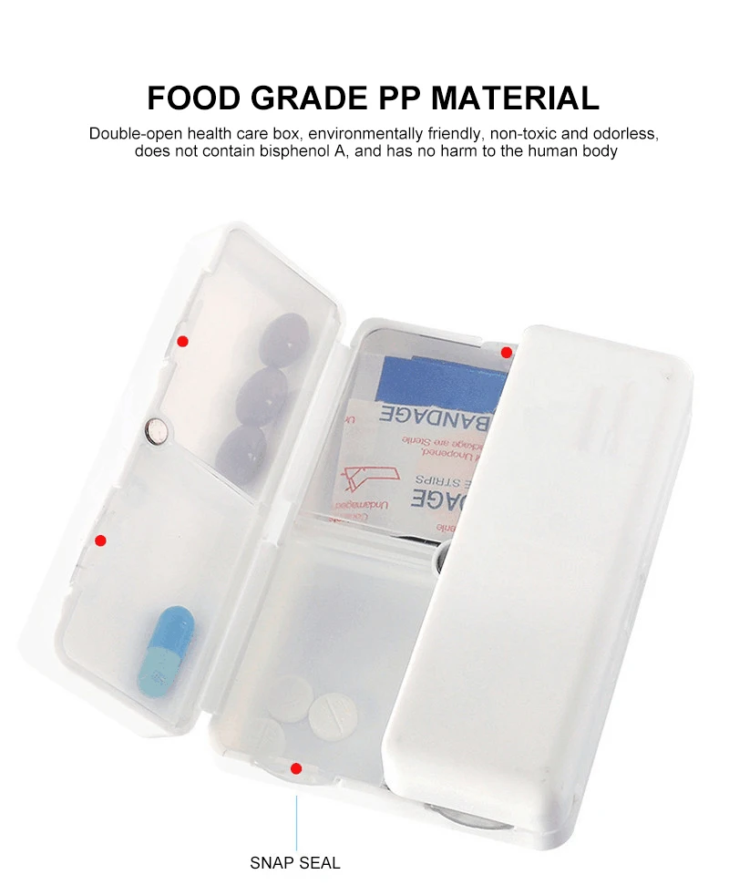 Detachable Sealed Medicine Dispensing Box Portable 7-Compartment Magnet Medicine Box Pill Organizer With Stock