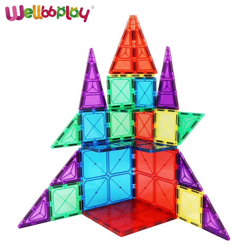 150pcs Educational toys magnetic tiles for kids with rivets and stronger magnets