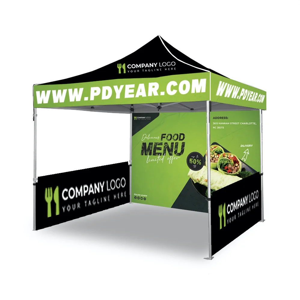 Custom Manufactured Logo Fair Aluminum Frame Heavy Duty 3m X 3m 10x10 Foldable Outdoor Gazebo Tent With Wall For Trade Show