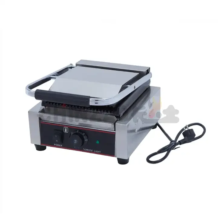 Customized Cast Iron Non Stick Commercial Sandwich Bread Panini Grill Electric Grill Contact Grill For Fast Food Restaurant